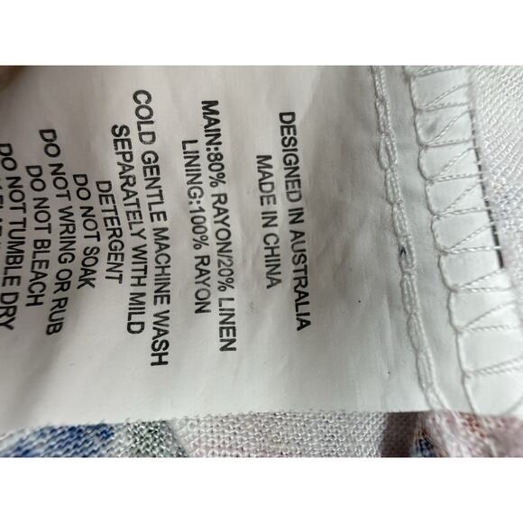 Label Of Love Linen Blend Maxi Dress White Multicolor Print Boho Summer XL - Picture 10 of 10